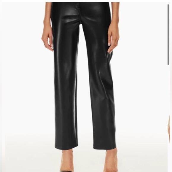 Aritzia Wilfred The Melina Super High Waisted Rise Black Faux Leather Pants 4 - Picture 2 of 12